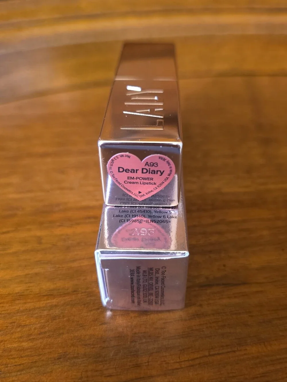 Too Faced Lady Bold EM-Power Cream Lipstick, Dear Diary .11oz--NIB